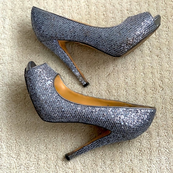 BADGLEY MISCHKA Sparkling Peep-Toe Heels - Picture 8 of 13